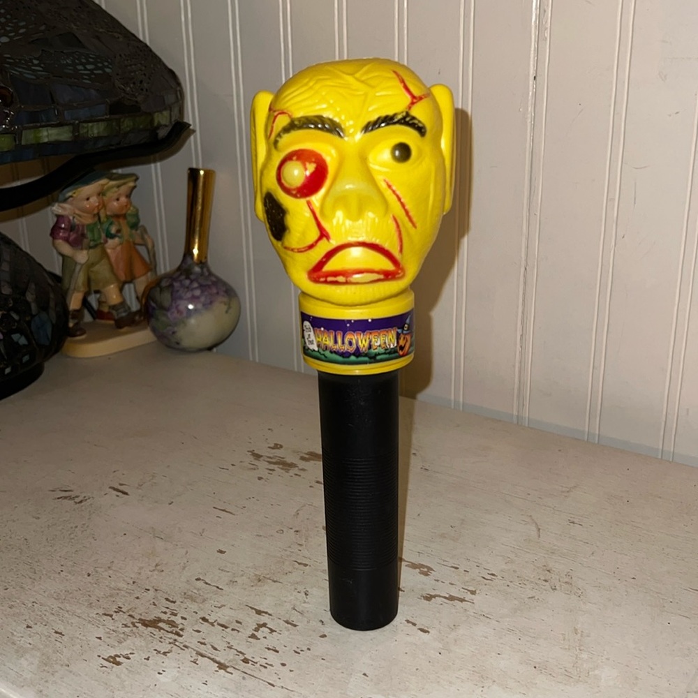 Vintage Halloween blow mold monster flashlight light
